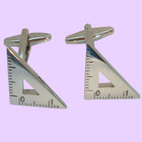Bassin and Brown Right Angled Protractor Cufflinks - Silver