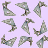 Bassin and Brown Right Angled Protractor Cufflinks - Silver