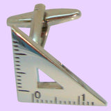 Bassin and Brown Right Angled Protractor Cufflinks - Silver