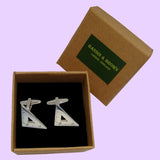 Bassin and Brown Right Angled Protractor Cufflinks - Silver