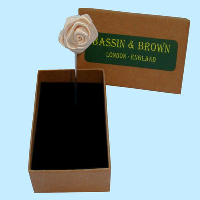 Bassin and Brown Rose Jacket Lapel Pin - White