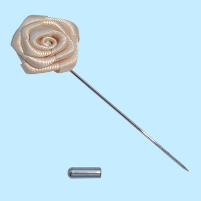 Bassin and Brown Rose Jacket Lapel Pin - White