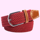 Bassin and Brown Plain Elasticated Woven Belt - Wine