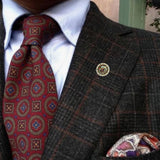 Bassin and Brown Astronomical Clock Lapel Pin - Mint, Orange, Black and Gold