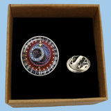 Bassin and Brown Astronomical Clock Lapel Pin  - Wine and Blue