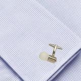 Bassin and Brown Light Bulb Cufflinks - Silver and White