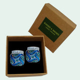 Bassin and Brown Art Nouveau Enamel Cufflinks - Blue, Green and Silver