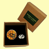 Bassin and Brown Bee and Honeycomb Lapel Pin - Black and Yellow
