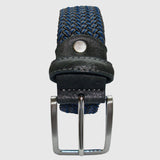 Bassin and Brown Chevron Striped Elasticated Woven Belt - Grey and Blue