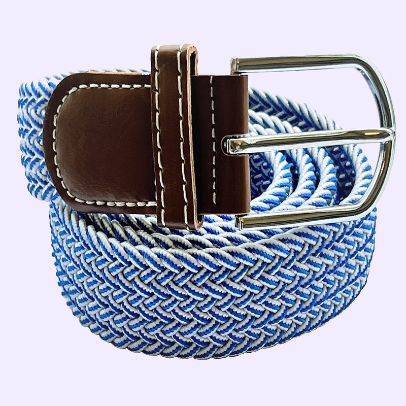 Bassin And Brown Chevron Stripe Woven Belt - Blue and White