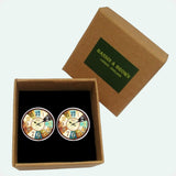 Bassin and Brown Clock Face Cufflinks - Beige, Brown and Blue