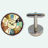 Bassin and Brown Clock Face Cufflinks - Beige, Brown and Blue