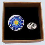 Bassin and Brown Constellation Symbols Lapel Pin - Blue and Yellow