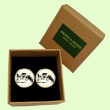 Bassin And Brown -Cow Cufflinks - White and Black