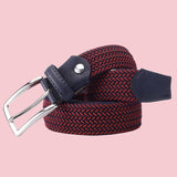 Bassin and Brown Chevron Striped Elasticated Woven Belt - Wine/Navy