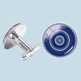 Bassin and Brown Concentric Circles Cufflinks - Blue and White