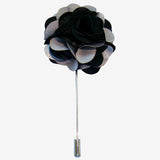 Bassin and Brown Floral Fabric Jacket Lapel Pin - Black and Light Grey