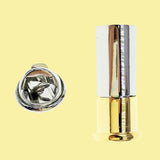 Bassin and Brown Shotgun Cartridge Jacket Lapel/Tie Pin - Silver and Gold