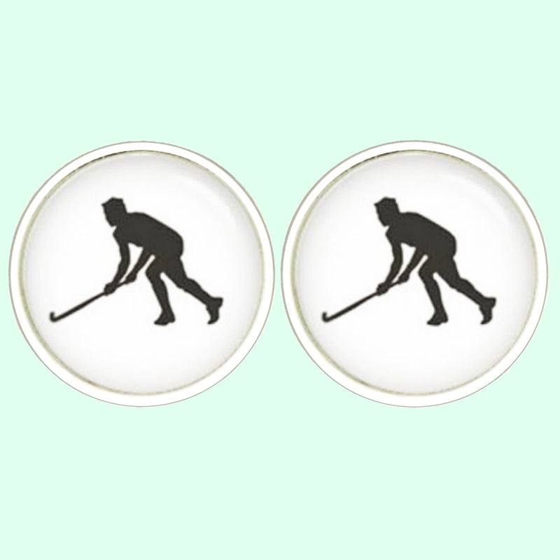 Bassin and Brown Hockey Player Cufflinks - White and Black