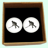 Bassin and Brown Hockey Player Cufflinks - White and Black