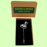 Bassin And Brown Antique Silver Hare Jacket Lapel Pin