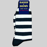 Bassin and Brown Hooped Stripe Socks - Black and White