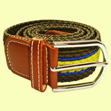 Bassin and Brown Horizontal Stripe Woven Elasticated Belt - Green, Yellow and Blue