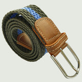 Bassin and Brown Horizontal Stripe Woven Elasticated Belt - Green and Blue