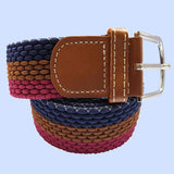 Bassin and Brown Horizontal Stripe Woven Elasticated Belt - Navy, Wine and Brown