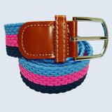 Bassin and Brown Horizontal Stripe Woven Elasticated Belt - Blue, Pink and Navy