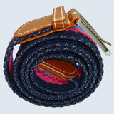 Bassin and Brown Horizontal Stripe Woven Elasticated Belt - Blue, Pink and Navy