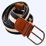 Bassin And Brown Horizontal Stripe Woven Elasticated Belt - Navy and White