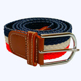 Bassin and Brown Horizontal Stripe Woven Elasticated Belt - Red, White and Navy