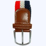 Bassin and Brown Horizontal Stripe Woven Elasticated Belt - Red, White and Navy