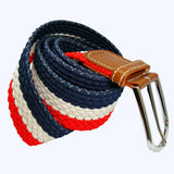 Bassin and Brown Horizontal Stripe Woven Elasticated Belt - Red, White and Navy