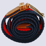 Bassin and Brown Horizontal Stripe Woven Elasticated Belt - Red and Navy