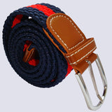 Bassin and Brown Horizontal Stripe Woven Elasticated Belt - Red and Navy