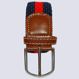Bassin and Brown Horizontal Stripe Woven Elasticated Belt - Red and Navy