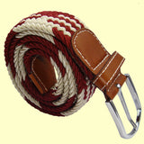 Bassin And Brown Jagged Stripe Woven Elasticated Belt - Wine and Beige