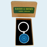 Bassin and Brown Kaleidoscope Flower Keyring - Blue