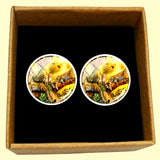 Bassin and Brown Leopard Family Cufflinks - Yellow and Green
