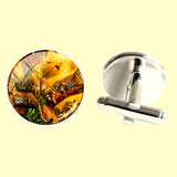 Bassin and Brown Leopard Family Cufflinks - Yellow and Green