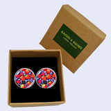 Bassin and Brown Mixed Berries Cufflinks - Red and Blue