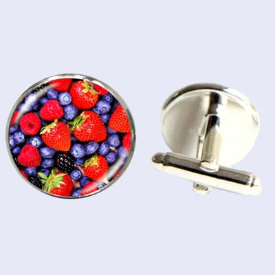 Bassin and Brown Mixed Berries Cufflinks - Red and Blue