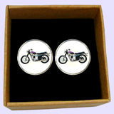 Bassin And Brown Motorbike Cufflinks - White and Black