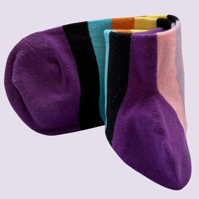 Bassin and Brown Multi Coloured Stripe Socks - Black, Orange, Yellow, Pink, Navy, Lilac and Purple