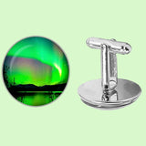 Bassin and Brown Northern Lights Vista Cufflinks - Green and Black