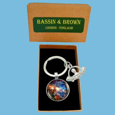 Bassin and Brown Nebula Keyring - Blue, Brown, Green and White
