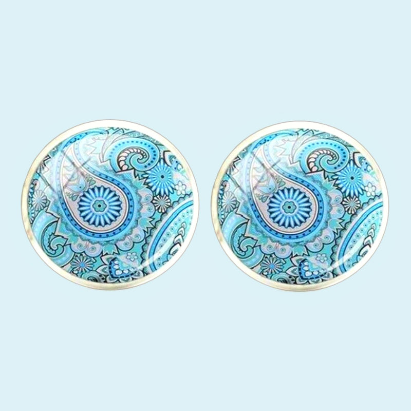 Bassin and Brown Paisley Cufflinks - Aqua Blue