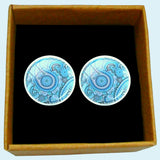 Bassin and Brown Paisley Cufflinks - Aqua Blue